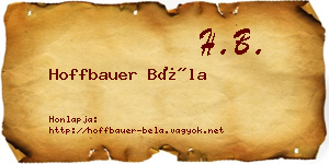 Hoffbauer Béla névjegykártya